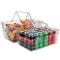 Wire Harvest Basket, Kitchen Organizers and Storage with Foldable Handle - 15.0"x9.8"x6.9" Portable Stainless Steel Picnic Baskets for Gathering Vegetables,Fruits,Kitchen,Garden,Picnic&Shopping (1, L)