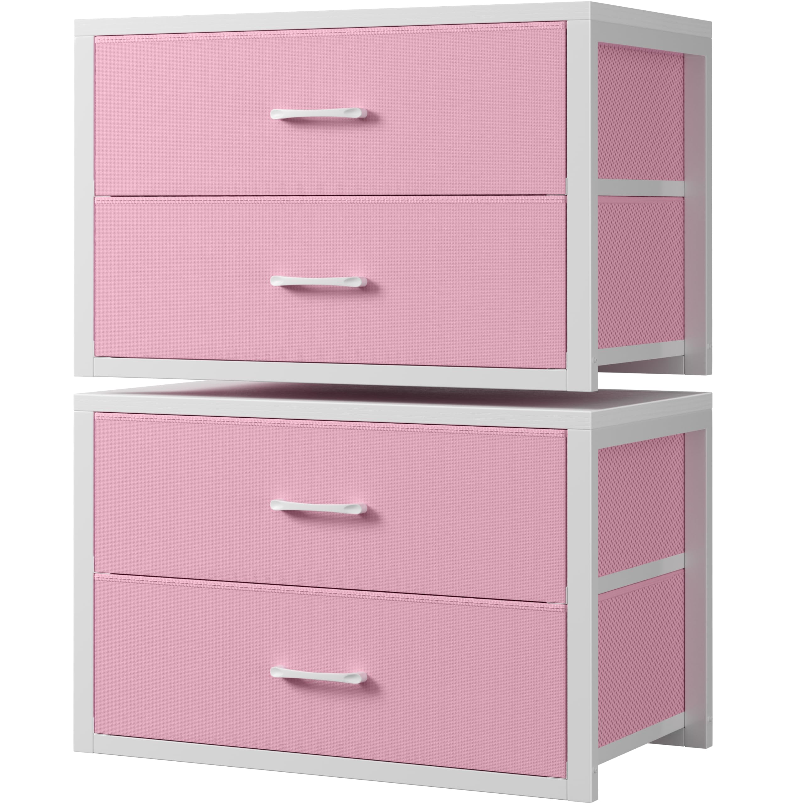BOLUO Stackable Storage Drawers Closet Organizers and Storage Fabric 2 Drawer Dresser for Bedroom Set of 2 Black Modern